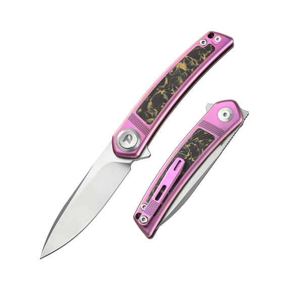 DREAMTECH Folding Pocket Knife Titanium Handle Button lock system(Our Patents) M390 Blade Knife D4288
