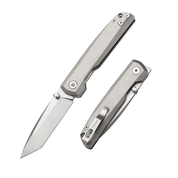 DREAMTECH Folding Pocket Knife Titanium Handle D2 Blade Knife D4283