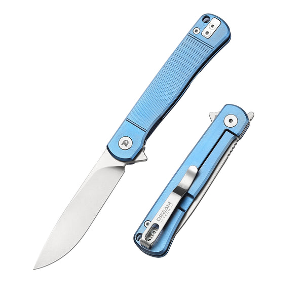 DREAMTECH Folding Pocket Knife Titanium Handle D2 Blade Knife D4369