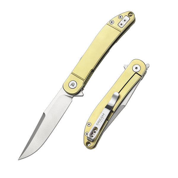 DREAMTECH Folding Knife Titanium Handle D2 Blade Knife D4366