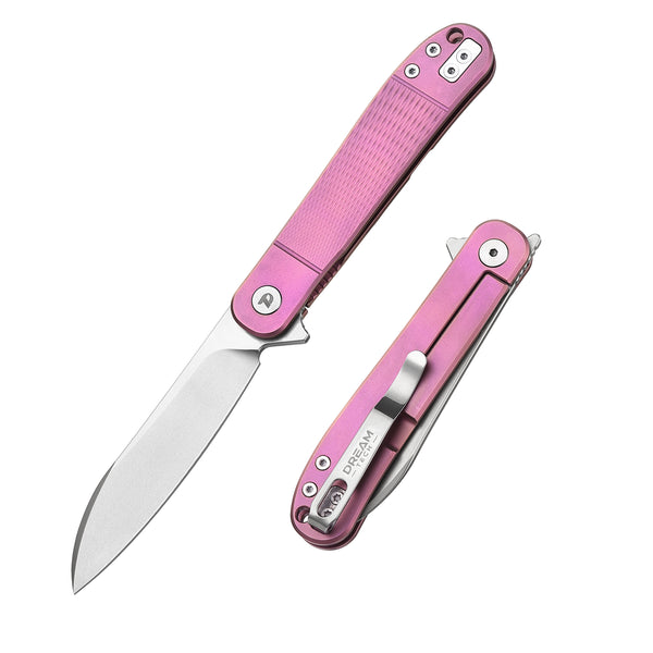 DREAMTECH Outdoor Knife Titanium Handle D2 Blade Knife D4370