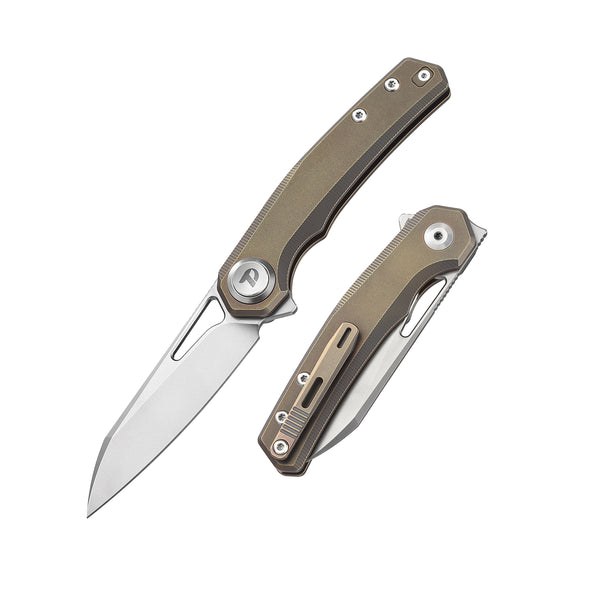 DREAMTECH Folding Pocket Titanium Knives Button lock system(Our Patents) M390 Knife D4281