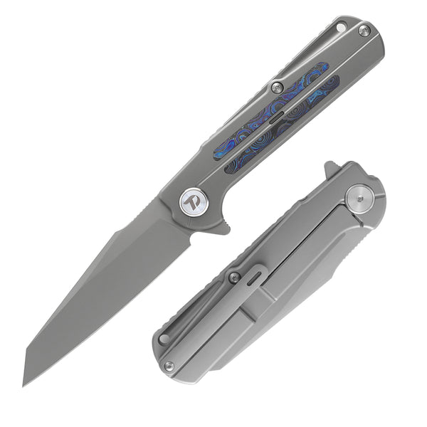M390 Pocket Knife With Titanium+Zirconium alloy Damascus Handle And Liner Lock System