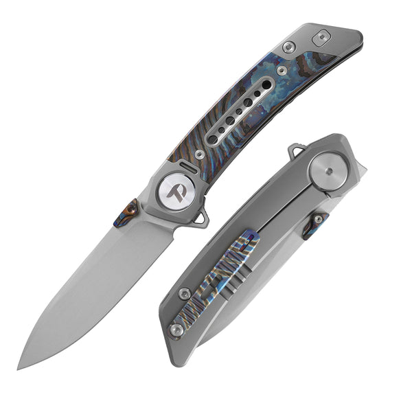 M390 Pocket Knife With Titanium+Zirconium alloy Damascus Handle And Liner Lock System