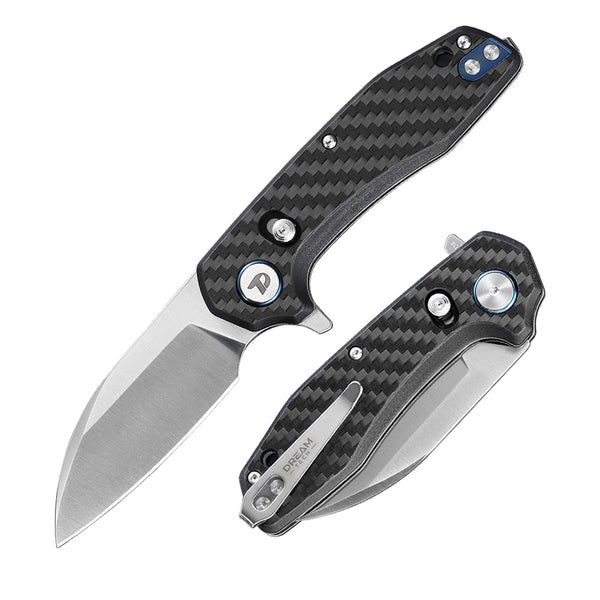 DREAMTECH Knife Folding Pocket Knife Carbon Fiber Handle D2 Knife D3435