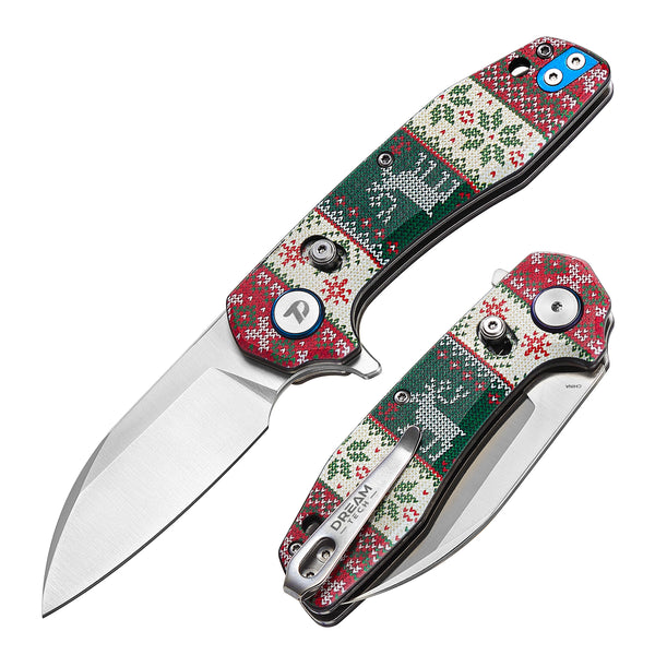 DREAMTECH Knife Merry Christmas Outdoor Folding Knife G10 Handle D2 Knife D3435