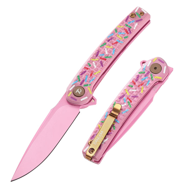 DREAMTECH Donut Knife Folding Pocket Knife G10 Handle D2 Knife D3613
