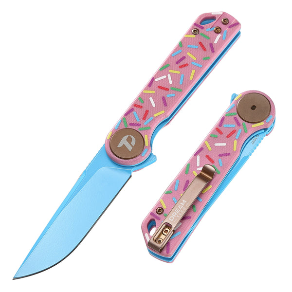 DREAMTECH Donut Knife Folding Knife G10 Handle D2 Knife D3897