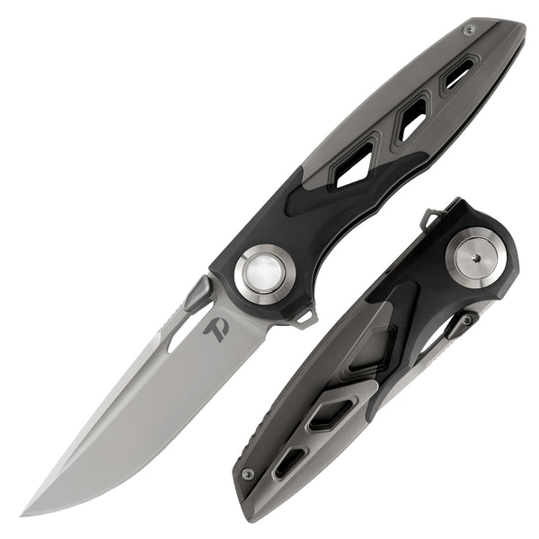 DREAMTECH Outdoor Knife Titanium & Zirconium Handle Button lock system(Our Patents) M390 Knife D3931