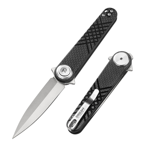 DREAMTECH Pocket Knife Carbon Fiber Handle 14C28N Knife D4052