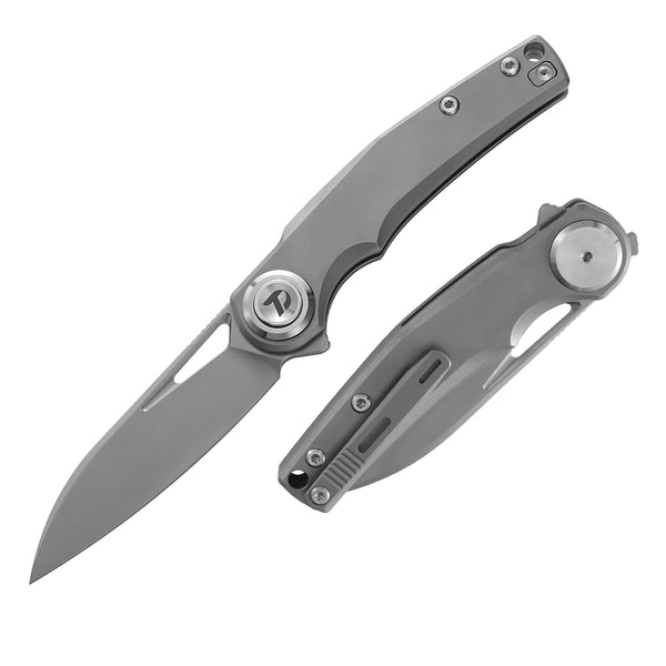 M390 Pocket Knife With Titanium Handle And Button Lock System (Our Patents) D4130