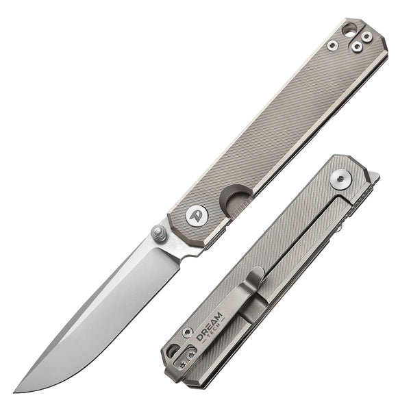 DREAMTECH Folding Knife Titanium Handle D2 Blade Knife D4193