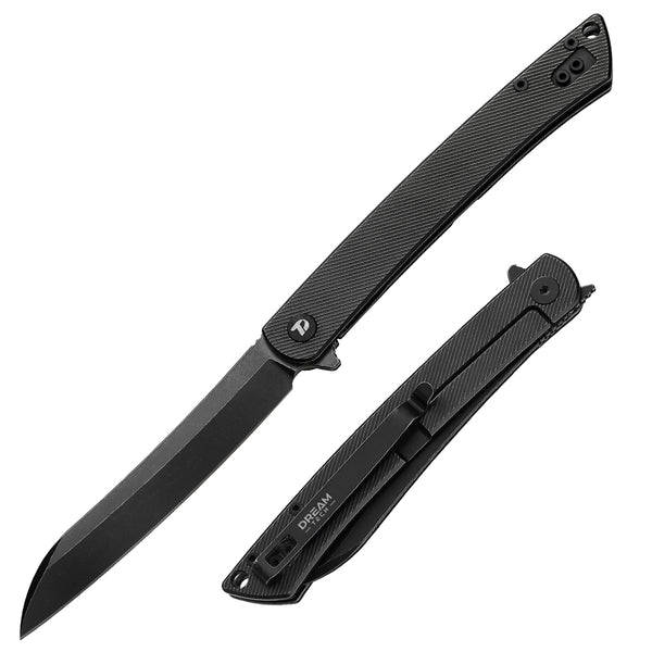 DREAMTECH Large Folding Knife Small Titanium Handle D2 Knife D4224
