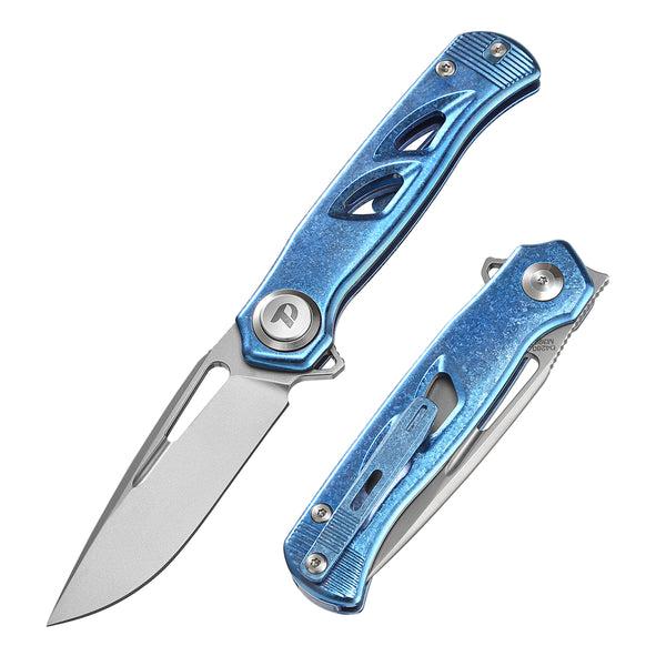 DREAMTECH Pocket Knife Cryogenic Titanium Handle Button lock system(Our Patents) M390 Blade Knife D4260