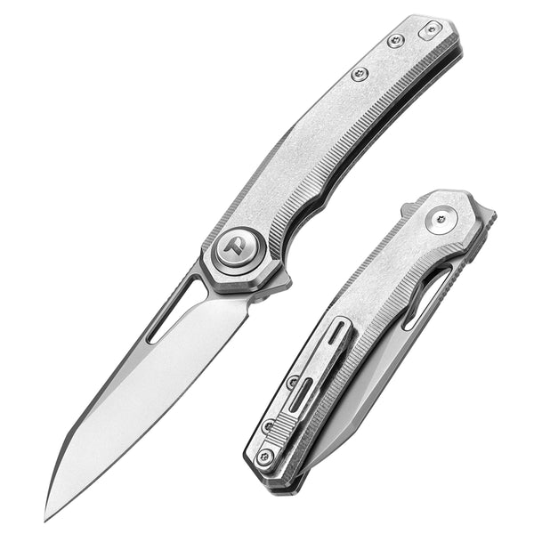 DREAMTECH Folding Knife Cryogenic Titanium Handle Button lock system(Our Patents) M390 Knife D4281